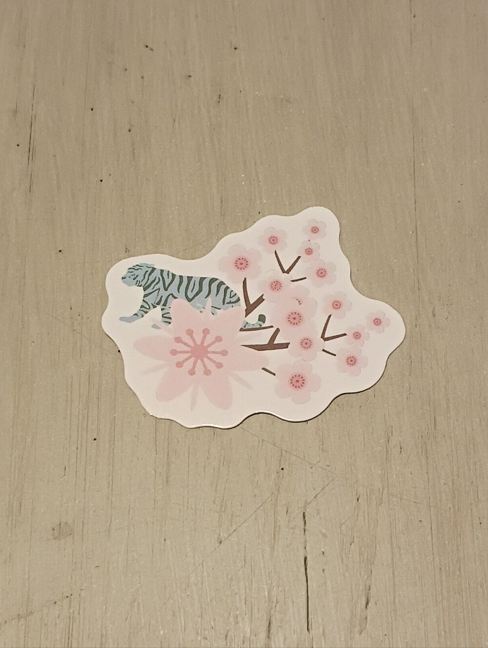 10/$10 Sticker Decal - Pink Flowers Around Tiger - Brand New